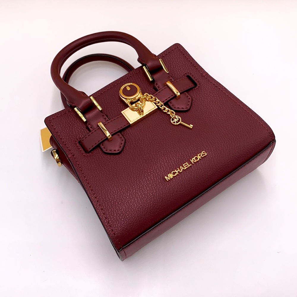 MICHAEL KORS HAMILTON XSMALL SATCHEL CROSSBODY DARK CHERRY COLOR - Picture 4 of 16